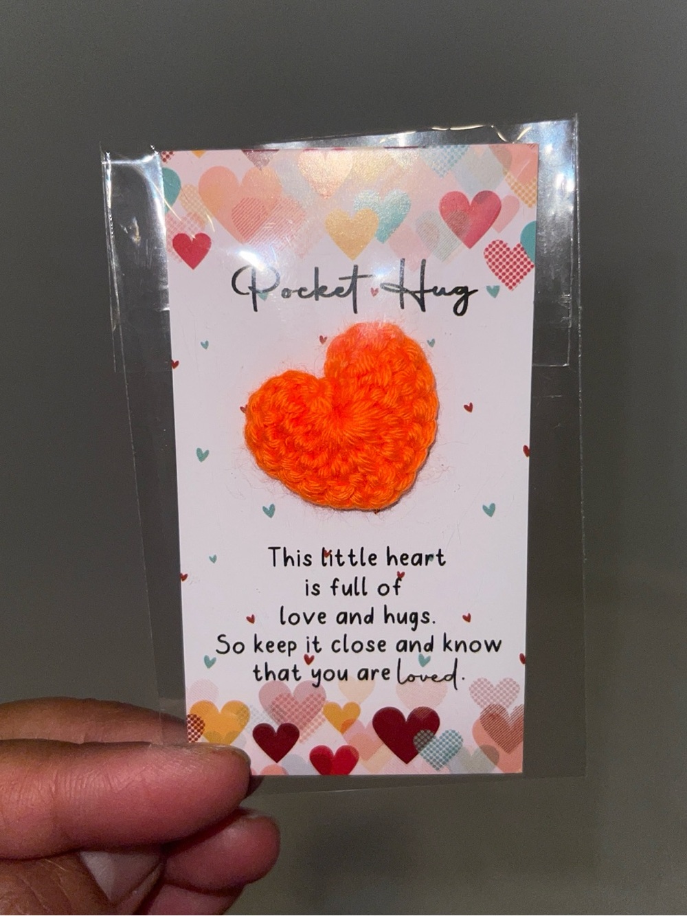 Pocket Hug | Orange | Crocheted Heart | Souvenir, Gifts, Keepsake
